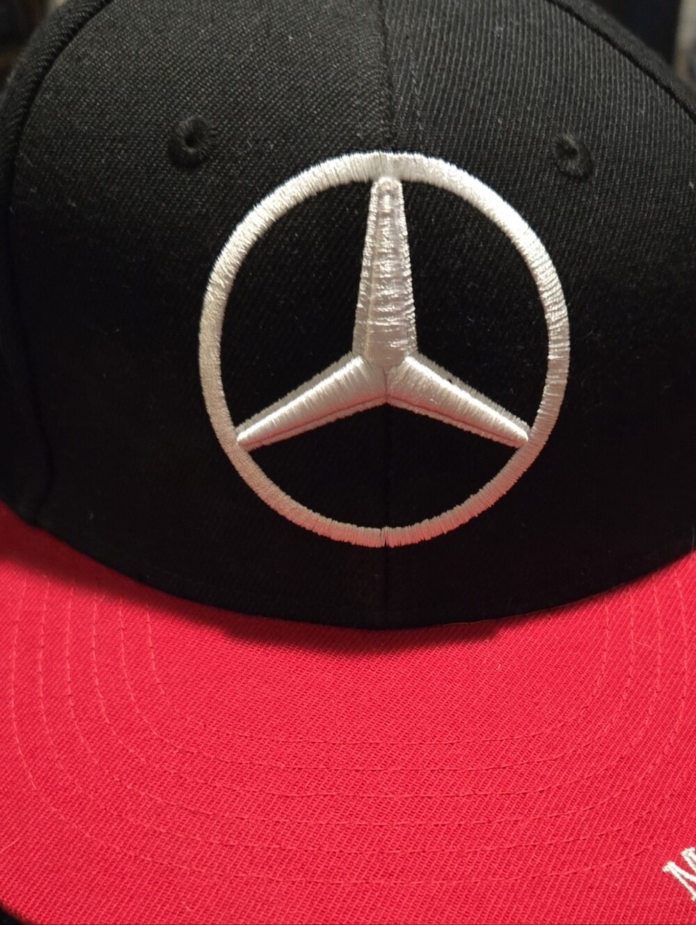 Mercedes-Benz Black and Red Embroidered Logo Snapback Hat